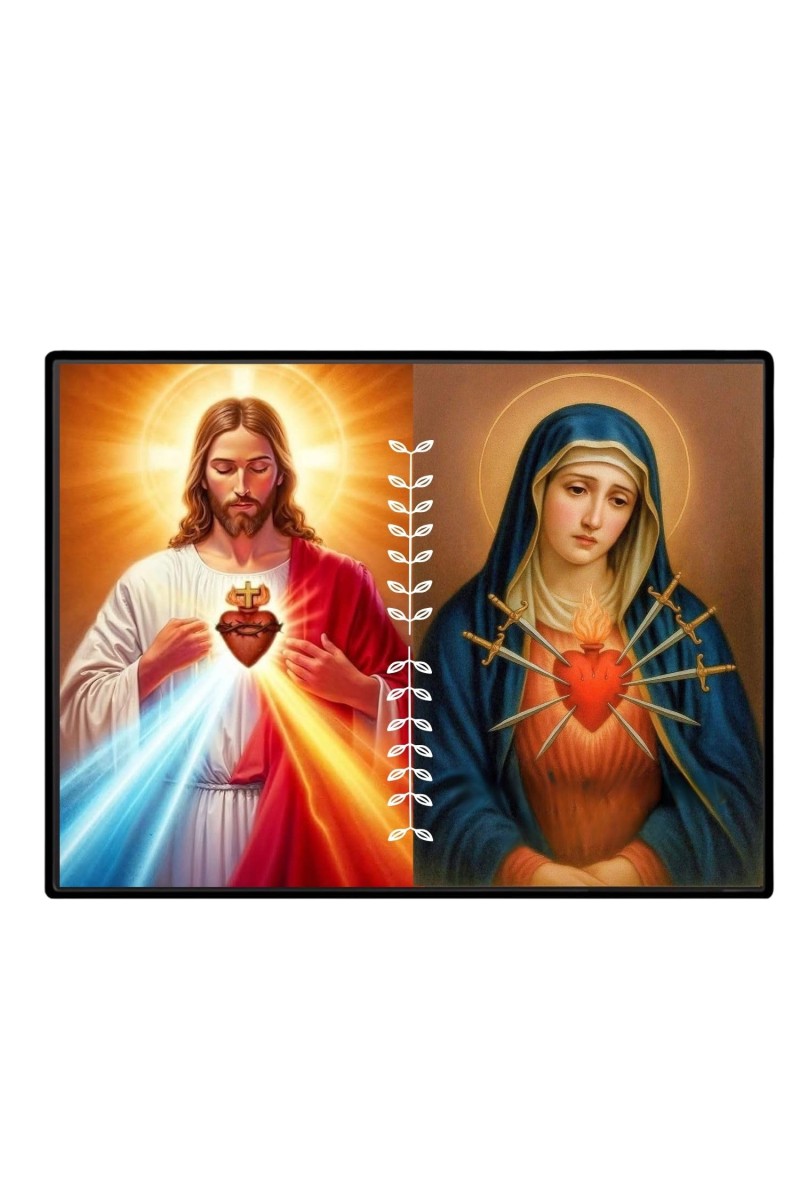 Jesus And Immaculate Heart Of Mary Laminated Photo - 5x7 Inches, Divine Blessings For Home & Office And Temple Decoration (F16186)