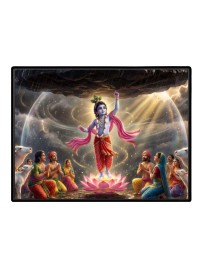 Lord Krishna Laminated Photo - 5x7 Inches, Divine Blessings For Home & Office And Temple Decoration (F16075)