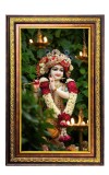 Lord Krishna Digital Golden Balck Color Photo Frame | Hindu Religious Wall Decor | 16x22 Inches - Inspirational Wall Art For Office, Home Decor - Ideal Spiritual Gift (F16478)