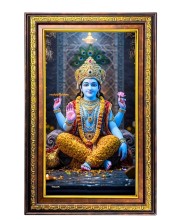 Lord Vishnu Digital Golden Balck Color Photo Frame | Hindu Religious Wall Decor | 18x24 Inches - Inspirational Wall Art For Office, Home Decor - Ideal Spiritual Gift (F16863)