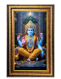 Lord Vishnu Digital Golden Balck Color Photo Frame | Hindu Religious Wall Decor | 16x22 Inches - Inspirational Wall Art For Office, Home Decor - Ideal Spiritual Gift (F16863)