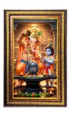 Lord Ganesha Digital Golden Balck Color Photo Frame | Hindu Religious Wall Decor | 10x16 Inches - Inspirational Wall Art For Office, Home Decor - Ideal Spiritual Gift (F16576)