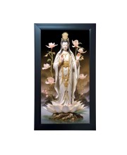 Hitech Sales Classic Kwan Yin And Guanyin Photo Frame Wall Art God Bless You Posters Buddhism Painting Living Room Decoration (39.5 x 24.3 cm)