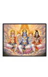 Lord Brahma VISHNU Mahesh Laminated Photo - 13x15 Inches, Divine Blessings For Home & Office And Temple Decoration (F16052)