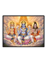 Lord Brahma VISHNU Mahesh Laminated Photo - 9x11 Inches, Divine Blessings For Home & Office And Temple Decoration (F16052)