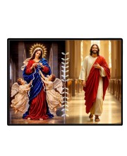 Jesus Blessed Virgin Mary Laminated Photo - 7x9 Inches, Divine Blessings For Home & Office And Temple Decoration (F16240)