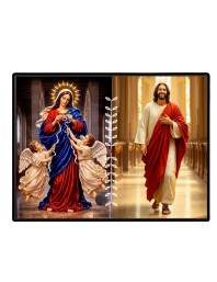Jesus Blessed Virgin Mary Laminated Photo - 11x13 Inches, Divine Blessings For Home & Office And Temple Decoration (F16240)