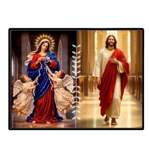 Jesus Blessed Virgin Mary Laminated Photo - 11x13 Inches, Divine Blessings For Home & Office And Temple Decoration (F16240) Jesus Blessed Virgin Mary Laminated Photo - 11x13 Inches, Divine Blessings For Home & Office And Temple Decoration (F16240)