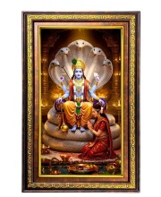 Lord Vishnu Digital Golden Balck Color Photo Frame | Hindu Religious Wall Decor | 18x24 Inches - Inspirational Wall Art For Office, Home Decor - Ideal Spiritual Gift (F16866)