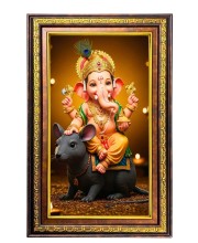 Lord Ganesha Digital Golden Balck Color Photo Frame | Hindu Religious Wall Decor | 10x16 Inches - Inspirational Wall Art For Office, Home Decor - Ideal Spiritual Gift (F16828)