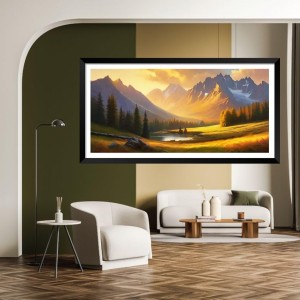 Nature Landscape Floating Frame Scenery Digital Print - (I5687) - 18x36 inch Modern Nature Wall Art for Living Room, Bedroom, Office, Hotels, Drawing Room