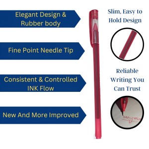Kundan Df Pen | Ball Pen Box Pack | Slim & Red Color Body Pens Easy to hold | Pack of 1, P-20, INK Colour - Red | Smooth Writing use for Study, Office Work