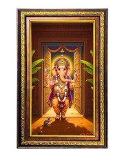 Lord Ganesha Digital Golden Balck Color Photo Frame | Hindu Religious Wall Decor | 10x16 Inches - Inspirational Wall Art For Office, Home Decor - Ideal Spiritual Gift (F16958)