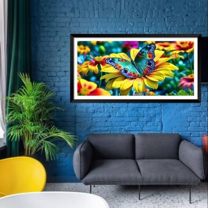 Nature Landscape Floating Frame Scenery Digital Print - (I5867) - 18x36 inch Modern Nature Wall Art for Living Room, Bedroom, Office, Hotels, Drawing Room