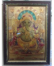 Hitech Sales Lord Sri Ganesha Light Weighted photo Frame Waterproof Acrylic 3d photo with Wooden Frames for Table, Temple Wall, Mandir, Gym, and Outdoor Spaces, Home Decor