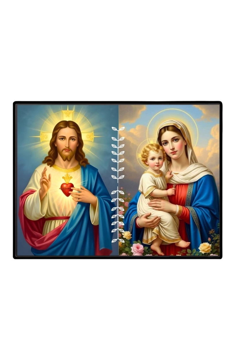 Jesus Christ - Mother Mary Laminated Photo - 13x15 Inches, Divine Blessings For Home & Office And Temple Decoration (F16254)