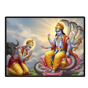 Lord Vishnu Laminated Photo - 11x13 Inches, Divine Blessings For Home & Office And Temple Decoration (F16053)
