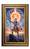 Lord Shiva Digital Golden Balck Color Photo Frame | Hindu Religious Wall Decor | 12x18 Inches - Inspirational Wall Art For Office, Home Decor - Ideal Spiritual Gift (F16849)