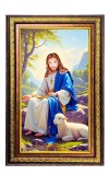 Lord Jesus Digital Golden Balck Color Photo Frame | Hindu Religious Wall Decor | 12x18 Inches - Inspirational Wall Art For Office, Home Decor - Ideal Spiritual Gift (F16736)