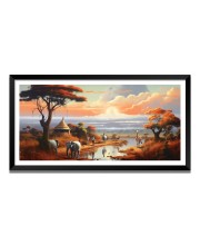 Nature Landscape Floating Frame Scenery Digital Print - (I5763) - 24x48 inch Modern Nature Wall Art for Living Room, Bedroom, Office, Hotels, Drawing Room
