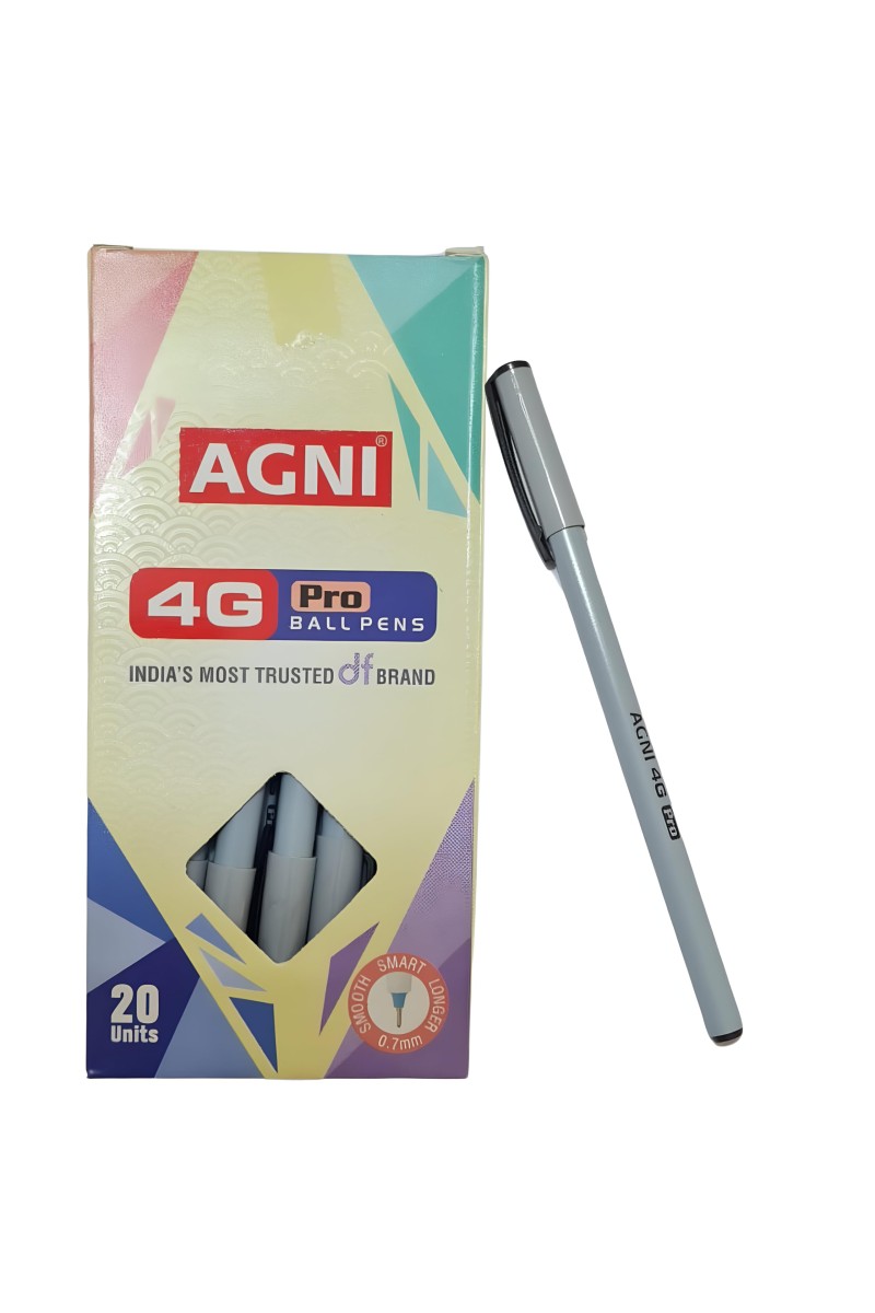 AGNI 4G Pro | Pack of 20 Units | Black Direct-Fill Pens | 0.7 mm Tip size | Ideal for Students and Professionals | Suitable for School and Office Writing