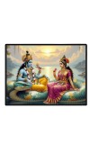 Lord Vishnu And Lakshmi. Laminated Photo - 9x11 Inches, Divine Blessings For Home & Office And Temple Decoration (F16055)