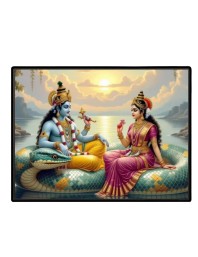 Lord Vishnu And Lakshmi. Laminated Photo - 11x13 Inches, Divine Blessings For Home & Office And Temple Decoration (F16055)