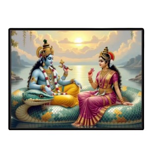 Lord Vishnu And Lakshmi. Laminated Photo - 11x13 Inches, Divine Blessings For Home & Office And Temple Decoration (F16055) Lord Vishnu And Lakshmi. Laminated Photo - 11x13 Inches, Divine Blessings For Home & Office And Temple Decoration (F16055)