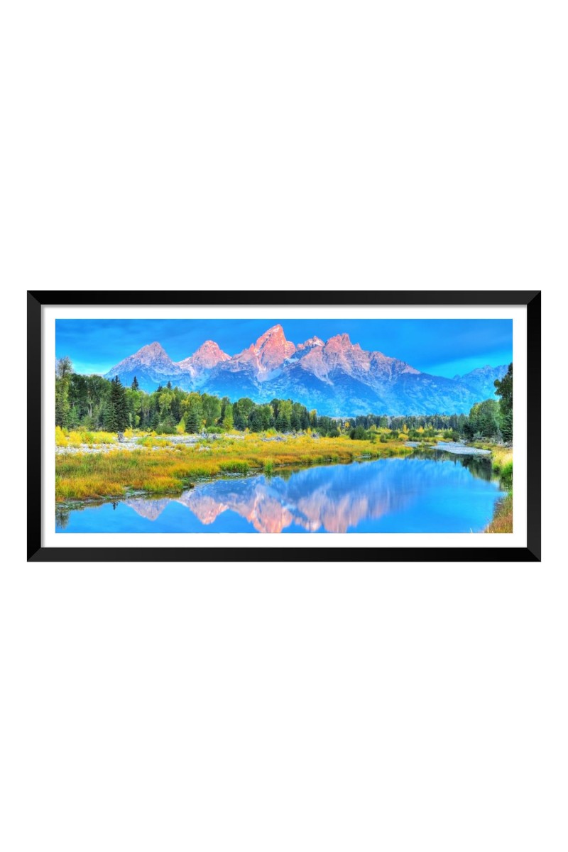 Nature Landscape Floating Frame Scenery Digital Print - (I5884) - 18x36 inch Modern Nature Wall Art for Living Room, Bedroom, Office, Hotels, Drawing Room