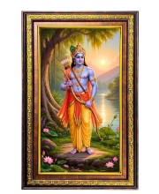 Lord Krishna Digital Golden Balck Color Photo Frame | Hindu Religious Wall Decor | 18x24 Inches - Inspirational Wall Art For Office, Home Decor - Ideal Spiritual Gift (F16855)