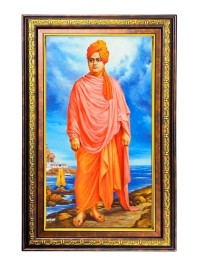 Swami Vivekananda Digital Golden Balck Color Photo Frame | Hindu Religious Wall Decor | 10x16 Inches - Inspirational Wall Art For Office, Home Decor - Ideal Spiritual Gift (F16463)