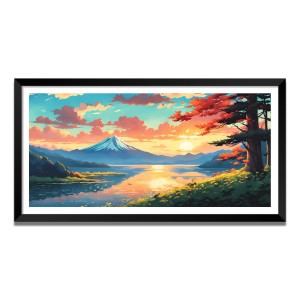 Nature Landscape Floating Frame Scenery Digital Print - (I5637) - 24x36 inch Modern Nature Wall Art for Living Room, Bedroom, Office, Hotels, Drawing Room