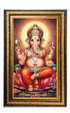 Lord Ganesha Digital Golden Balck Color Photo Frame | Hindu Religious Wall Decor | 10x16 Inches - Inspirational Wall Art For Office, Home Decor - Ideal Spiritual Gift (F16501)