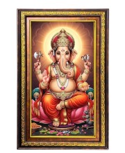 Lord Ganesha Digital Golden Balck Color Photo Frame | Hindu Religious Wall Decor | 10x16 Inches - Inspirational Wall Art For Office, Home Decor - Ideal Spiritual Gift (F16501)