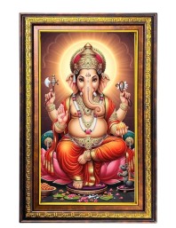 Lord Ganesha Digital Golden Balck Color Photo Frame | Hindu Religious Wall Decor | 10x16 Inches - Inspirational Wall Art For Office, Home Decor - Ideal Spiritual Gift (F16501)