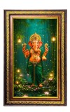 Lord Ganesha Digital Golden Balck Color Photo Frame | Hindu Religious Wall Decor | 10x16 Inches - Inspirational Wall Art For Office, Home Decor - Ideal Spiritual Gift (F16582)