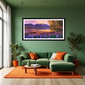 Nature Landscape Floating Frame Scenery Digital Print - (I5845) - 12x24 inch Modern Nature Wall Art for Living Room, Bedroom, Office, Hotels, Drawing Room