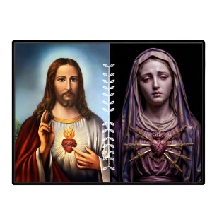 Jesus And Immaculate Heart Of Mary Laminated Photo - 13x15 Inches, Divine Blessings For Home & Office And Temple Decoration (F16181)