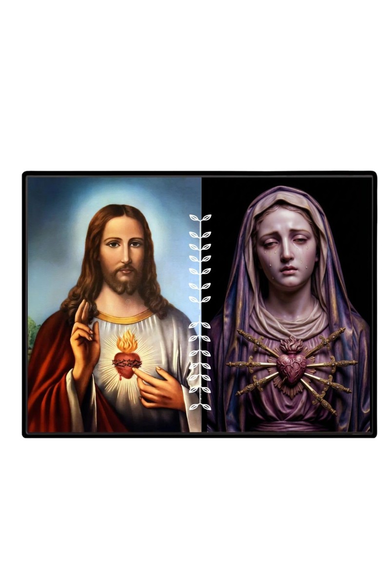 Jesus And Immaculate Heart Of Mary Laminated Photo - 11x13 Inches, Divine Blessings For Home & Office And Temple Decoration (F16181)