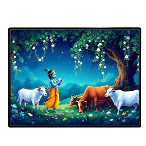 Lord Krishna Laminated Photo - 7x9 Inches, Divine Blessings For Home & Office And Temple Decoration (F16103)