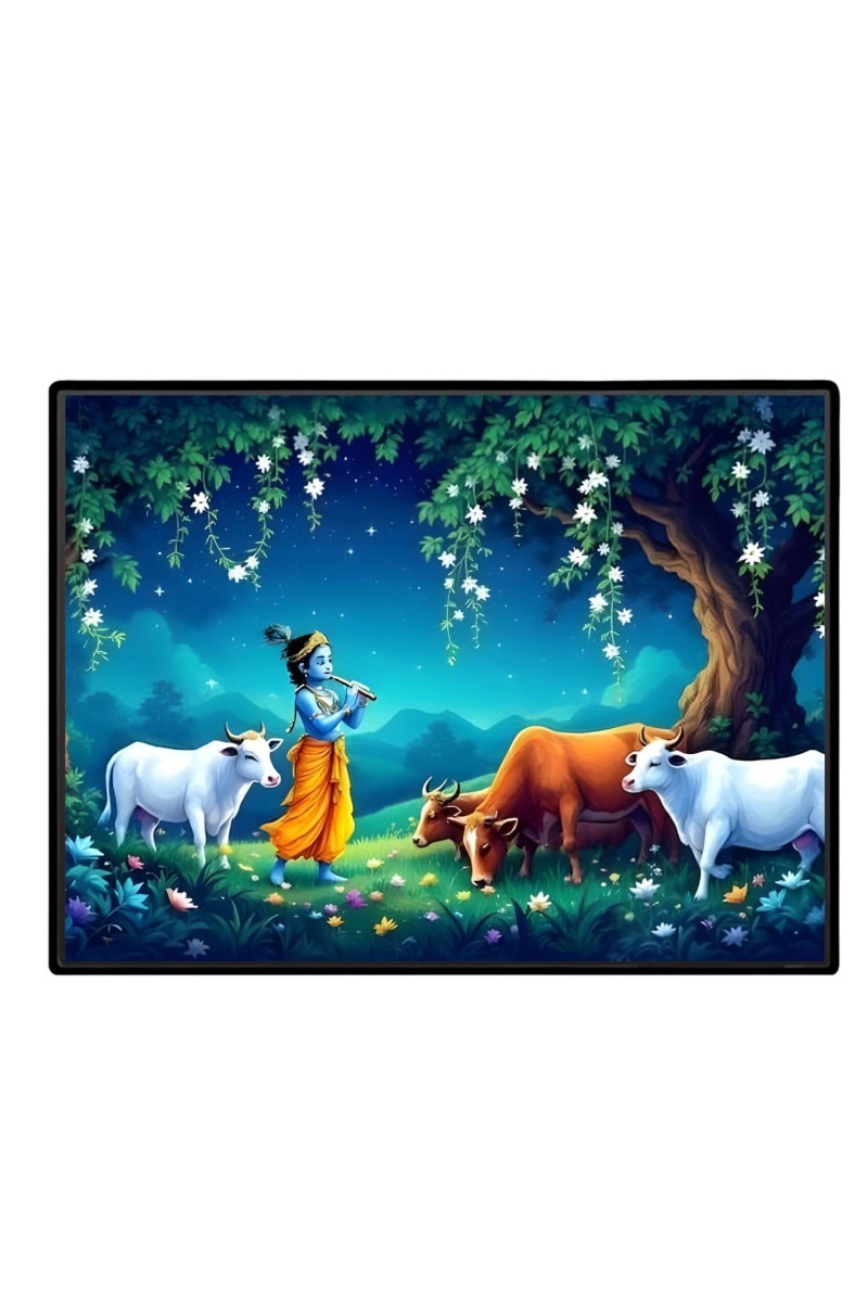 Lord Krishna Laminated Photo - 9x11 Inches, Divine Blessings For Home & Office And Temple Decoration (F16103)