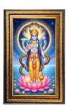 Lord Vishnu Digital Golden Balck Color Photo Frame | Hindu Religious Wall Decor | 16x22 Inches - Inspirational Wall Art For Office, Home Decor - Ideal Spiritual Gift (F16519)