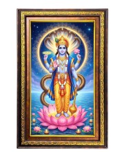 Lord Vishnu Digital Golden Balck Color Photo Frame | Hindu Religious Wall Decor | 16x22 Inches - Inspirational Wall Art For Office, Home Decor - Ideal Spiritual Gift (F16519)
