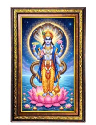 Lord Vishnu Digital Golden Balck Color Photo Frame | Hindu Religious Wall Decor | 14x20 Inches - Inspirational Wall Art For Office, Home Decor - Ideal Spiritual Gift (F16519)