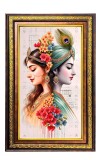 Lord Krishna And Radha Digital Golden Balck Color Photo Frame | Hindu Religious Wall Decor | 12x18 Inches - Inspirational Wall Art For Office, Home Decor - Ideal Spiritual Gift (F16836)