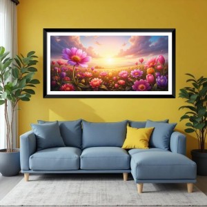 Nature Landscape Floating Frame Scenery Digital Print - (I5750) - 18x36 inch Modern Nature Wall Art for Living Room, Bedroom, Office, Hotels, Drawing Room