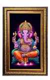 Lord Ganesha Digital Golden Balck Color Photo Frame | Hindu Religious Wall Decor | 10x16 Inches - Inspirational Wall Art For Office, Home Decor - Ideal Spiritual Gift (F16659)