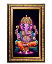 Lord Ganesha Digital Golden Balck Color Photo Frame | Hindu Religious Wall Decor | 10x16 Inches - Inspirational Wall Art For Office, Home Decor - Ideal Spiritual Gift (F16659)