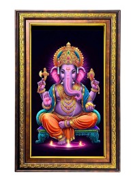 Lord Ganesha Digital Golden Balck Color Photo Frame | Hindu Religious Wall Decor | 10x16 Inches - Inspirational Wall Art For Office, Home Decor - Ideal Spiritual Gift (F16659)