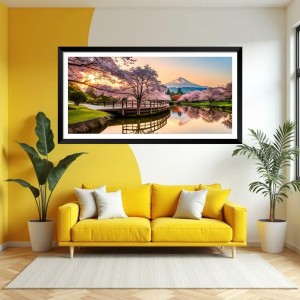 Nature Landscape Floating Frame Scenery Digital Print - (I5929) - 12x24 inch Modern Nature Wall Art for Living Room, Bedroom, Office, Hotels, Drawing Room